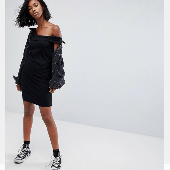NWT 1 Off Shoulder Bodycon Mini Dress, Black, M - Picture 4 of 7